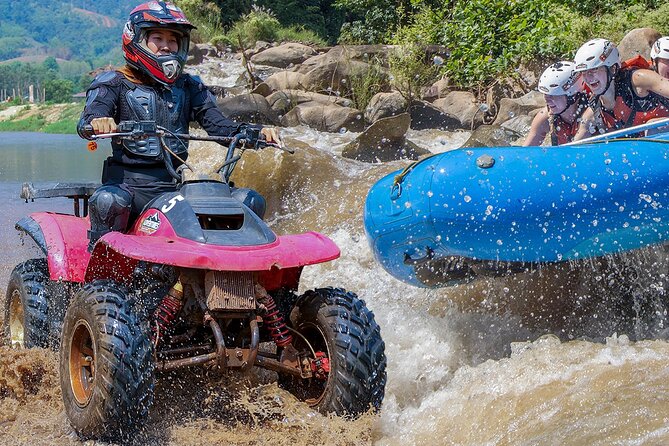 8 hour Sticky waterfall, ATV and White water rafting Adventures - Rafting the 4 km river run
