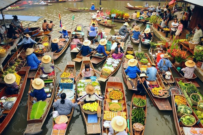 Bangkok: Railway and Floating Market Tour + Dragon Temple - Damnoen Saduak Floating Market by longtail boat
