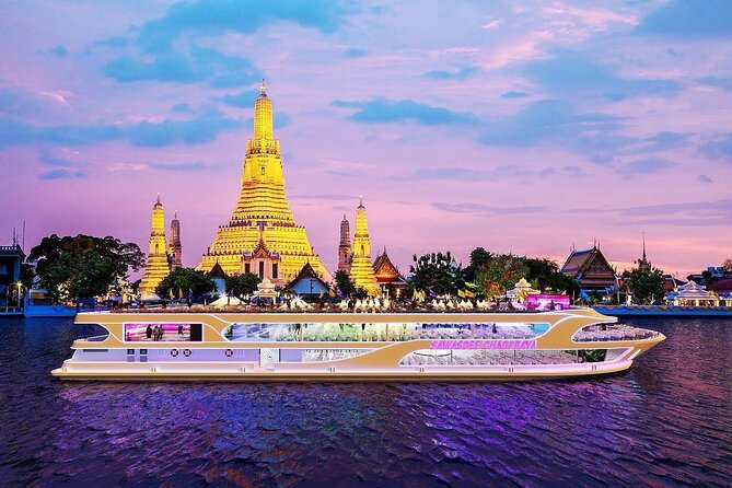 Bangkok Sawasdee Chaophraya Dinner Cruise from ICONSIAM - Wat Arun from the river