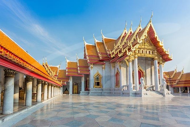 Bangkok Temples Tour, Including Reclining Buddha at Wat Pho - Wat Benchamabophit and its pale marble details