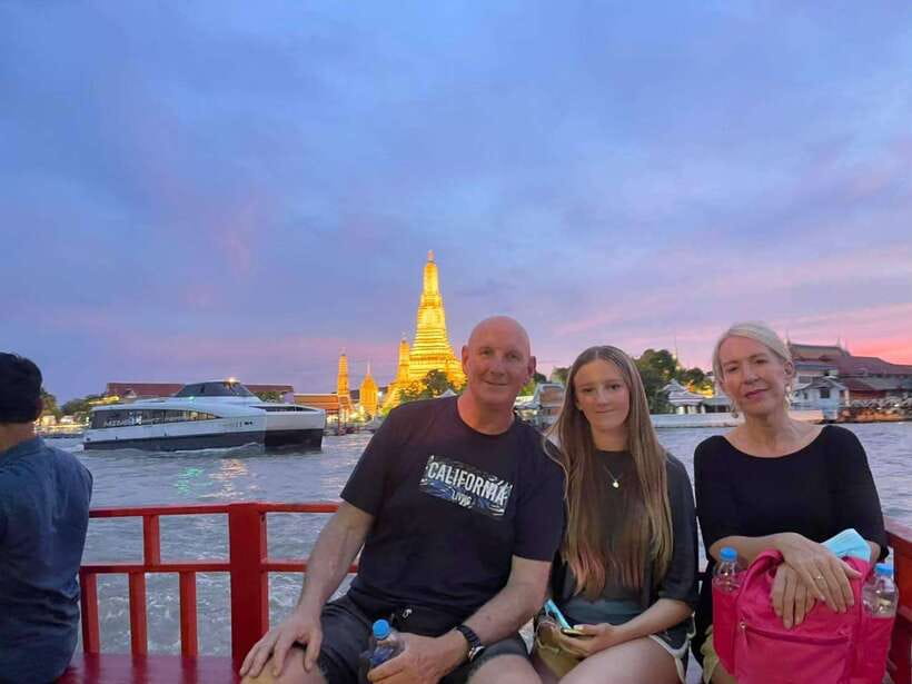 Bangkok Tuk-Tuk by Night with Chinatown Street Food Meal - Wat Arun under the evening lights