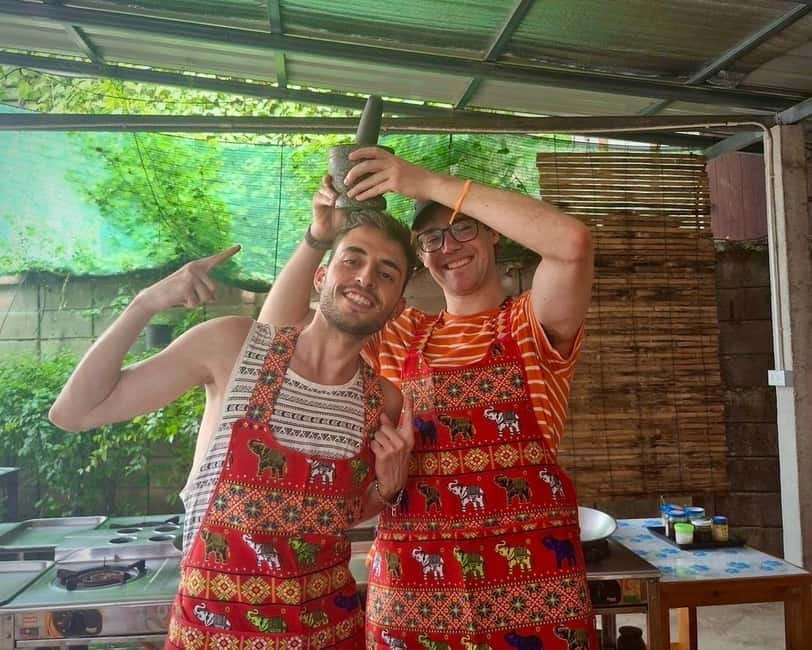 Chiang Mai: Cooking Class, Market & Thai Herbs Garden Tour - Cooking with Wave, Tu, Flook, and the rest of the team