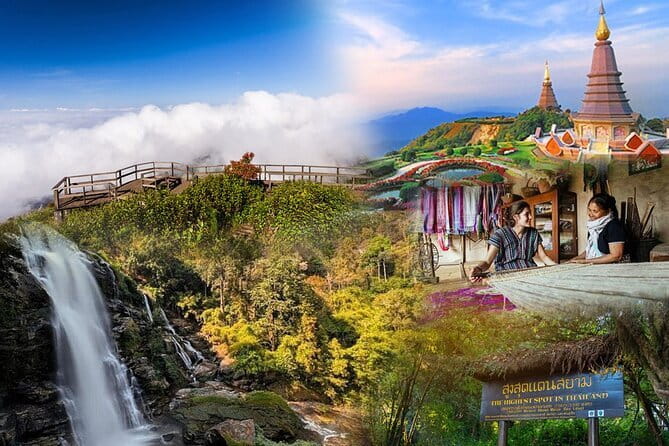 ChiangMai 1DayTour:Elephant Sanctuary,king&queen pagoda,waterfall - Lunch before the mountain stops