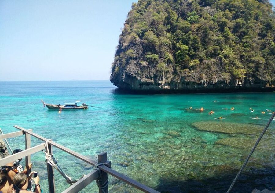 From Krabi: Phi Phi Island Full-Day Private Speed Boat Tour - Pi Leh Lagoon is the visual high point