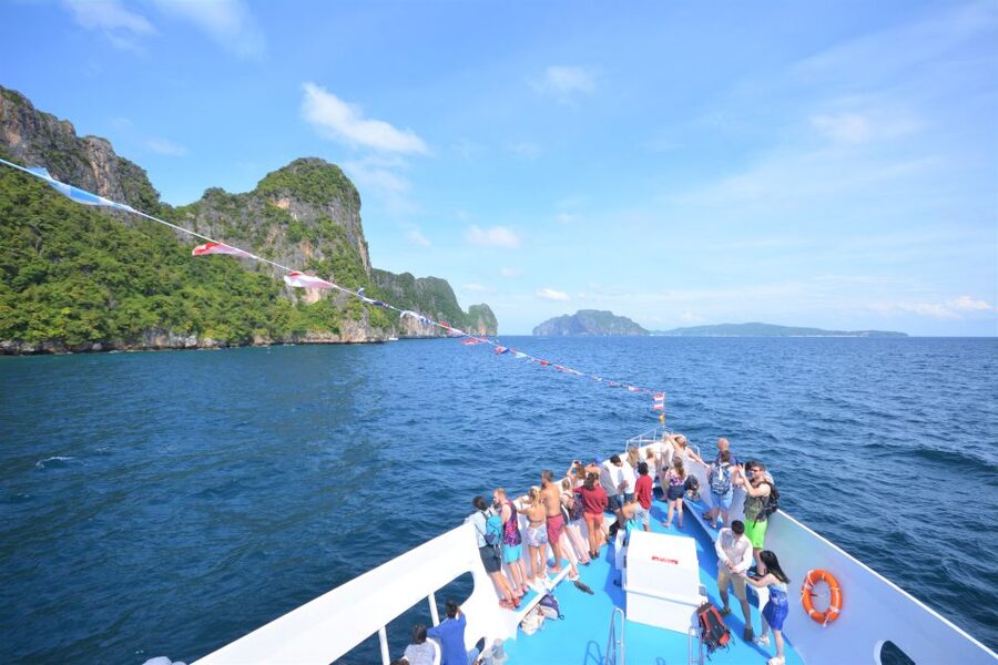 From Phuket: Snorkeling Ferry Cruise to Phi Phi Islands - Phi Phi Leh: famous cliffs viewed from the water