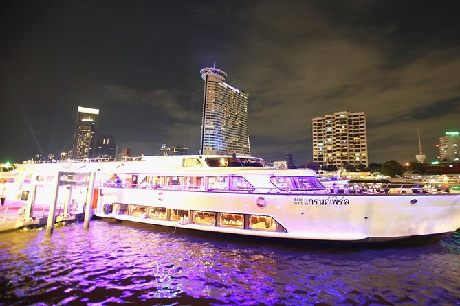 Grand Pearl Dinner Cruise Experience at Bangkok with Pickup - A river view of Bangkok after sunset