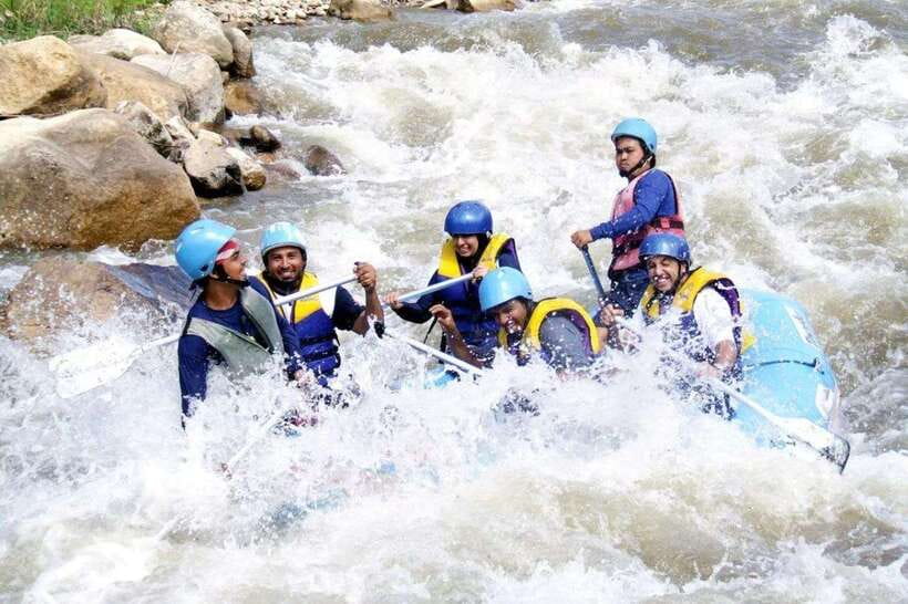 Krabi: 5km Rafting and Waterfall Tour - Safety briefing, helmets, and the 5km rafting run