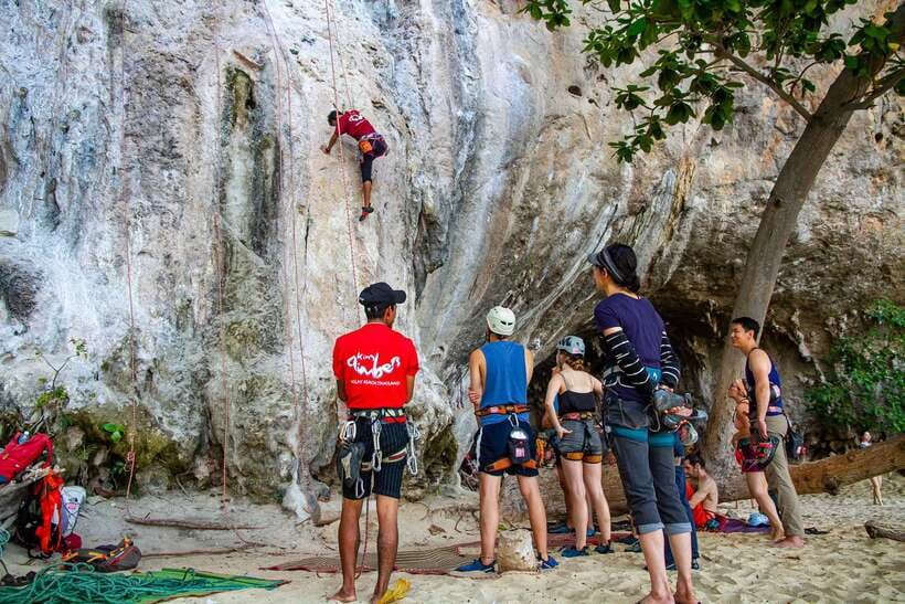 Krabi: Half-Day Rock Climbing Introduction at Railay Beach - The safety briefing comes before the first route