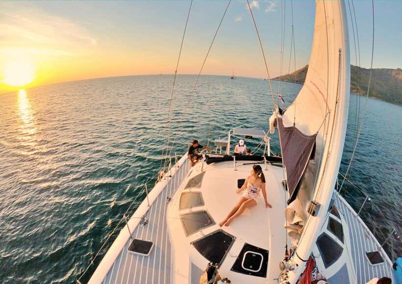 Phuket: Coral Island Catamaran Cruise with Sunset Dinner - Sailing out from Chalong or Rawai Pier