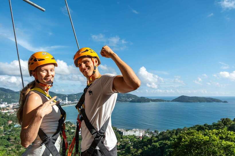 Phuket: Erawan Zipline Adventure with Ocean Views in Patong - Moving through the tropical course