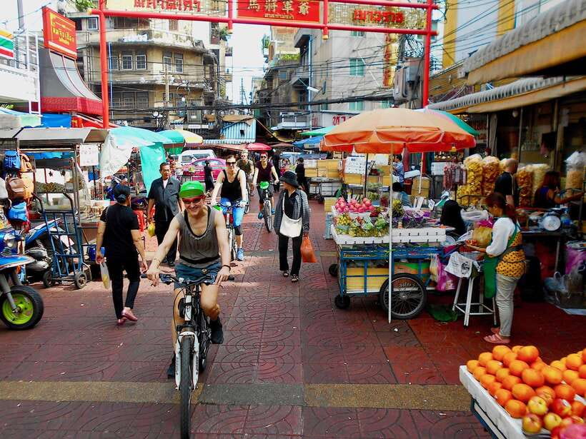 Thai culture and Bangkok local life guided bike tour - Chinatown through market lanes
